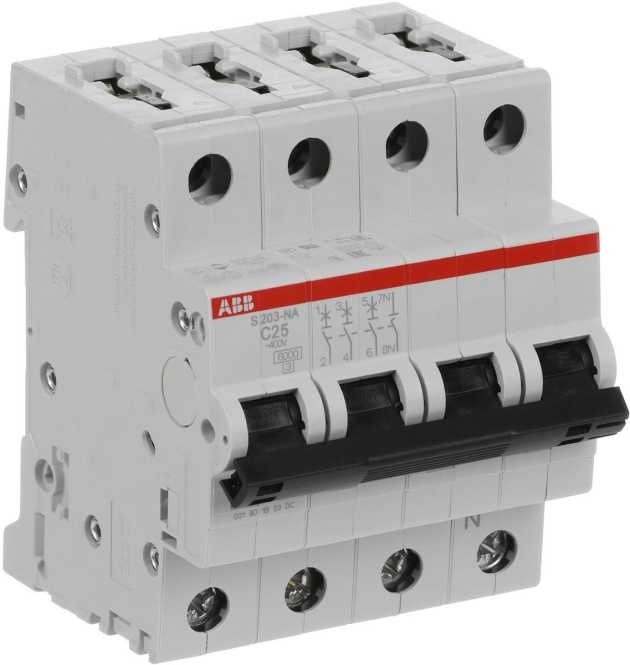 LS-Schutzschalter 4-polig 6kA /10kA C-Char 25A 4TE 