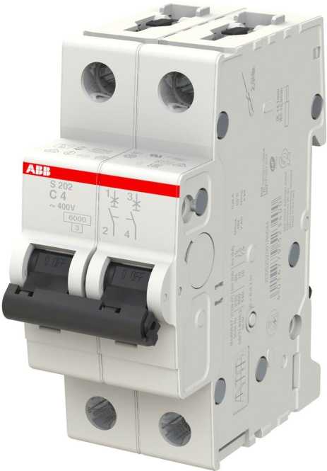 LS-Schutzschalter 2-polig 6kA C-Char 4A 2TE 