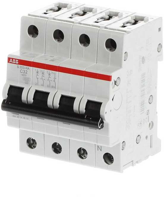 LS-Schutzschalter 4-polig 6kA /10kA C-Char 32A 4TE 
