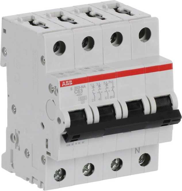 LS-Schutzschalter 4-polig 6kA /10kA C-Char 63A 4TE 