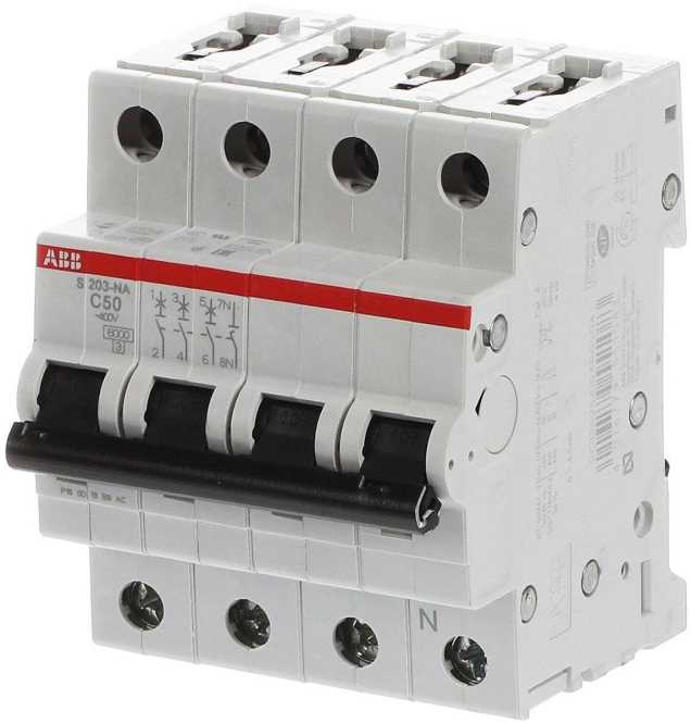 LS-Schutzschalter 4-polig 6kA /10kA C-Char 50A 4TE 