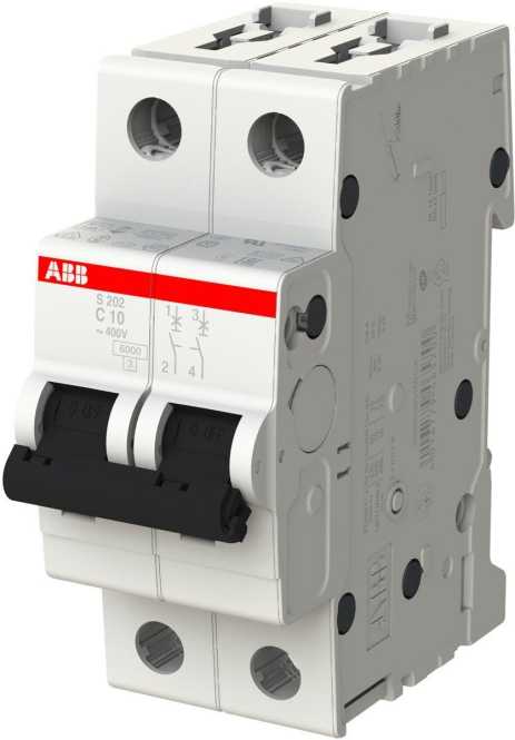 LS-Schutzschalter 2-polig 6kA C-Char 10A 2TE 