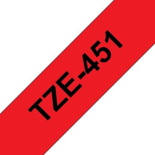 Schriftbandkassette TZe-451 schwarz auf rot 24mm 8m 