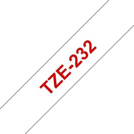 Schriftbandkassette TZe-232 rot auf weiß 12mm 8m 