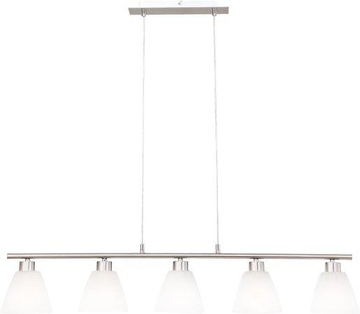 ILLIMANI Hängeleuchte 5 x E14 40W nickel matt alabaster Optik 