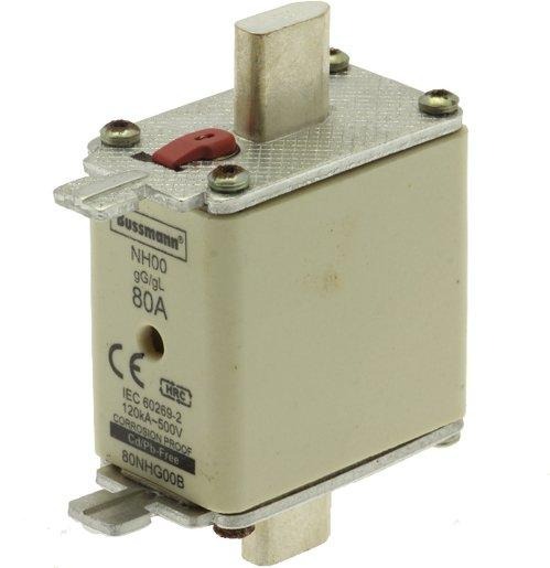 Sicherungseinsatz Niederspannung 80 A AC 500 V NH00 gL/gG IEC Doppelkennmelder 