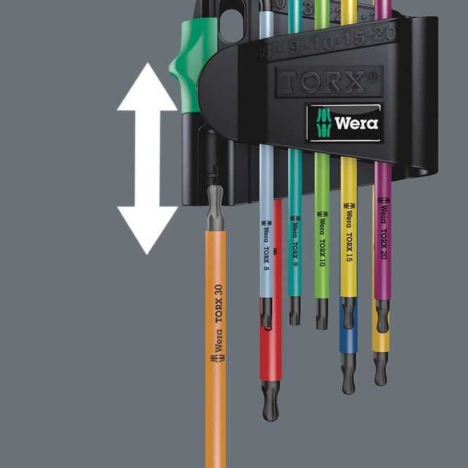 9 TORX Winkelschlüssel im zweikomponentigen Clip TX 8 - TX 40 
