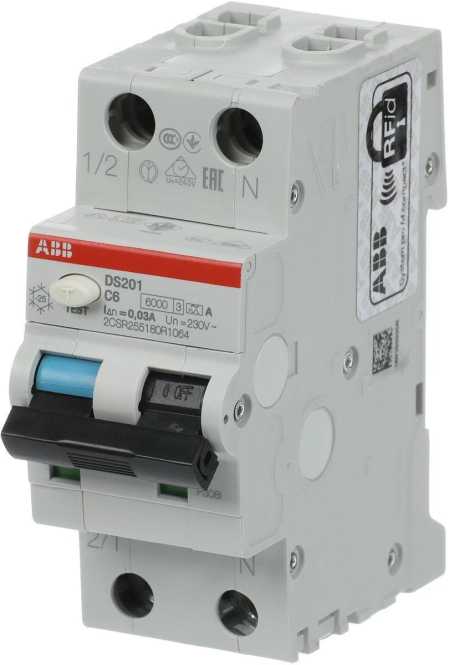 FI/LS Typ A 1+N-polig Charakteristik C Bemessungsstrom 6A 30mA 6kA 