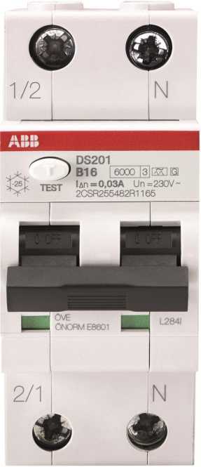 FI/LS Typ AG 1+N-polig kurzzeitverzögert Charakteristik B 16A 30mA 10kA 
