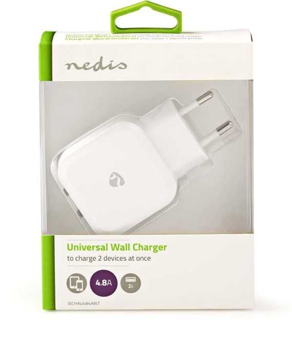 Netzladegerät mit 2 USB-A-Ausgänge WCHAU484AWT weiß 