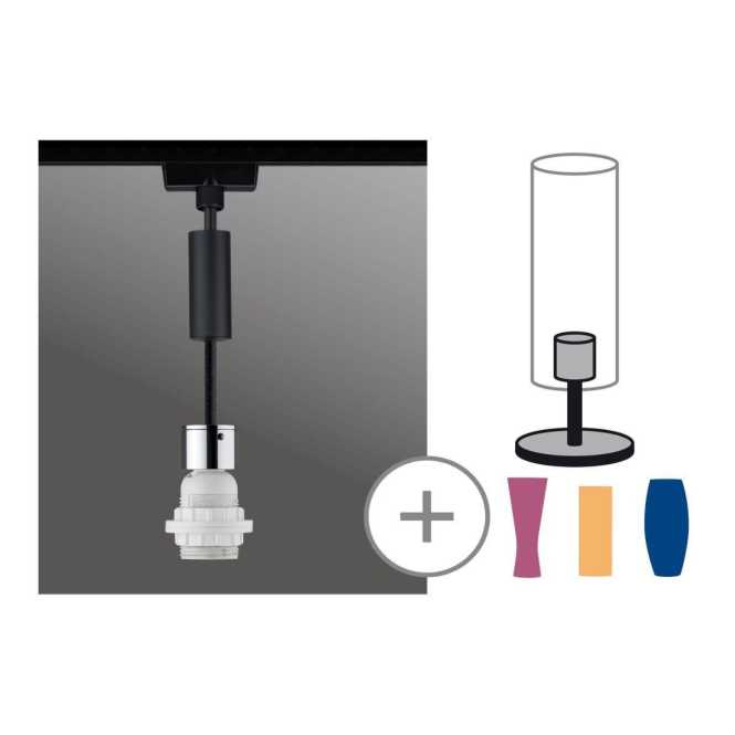 URail 2Easy Basic Pendel max 20W E27 Schwarz matt Chrom Metall Kunstst 