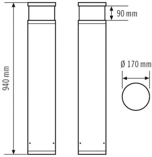 LED Pollerleuchte ALVA BL 940/170 TR 180° 16W 640lm 600 830 anthrazit 