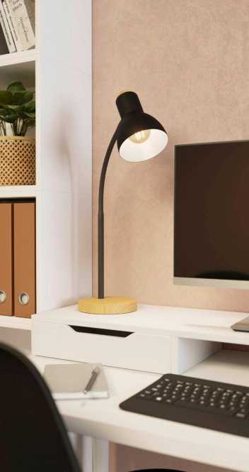 VERADAL Tischleuchte schwarz/Holz E27 1X40W 