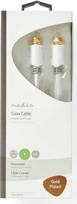 Satelliten- und Antennenkabel F-Stecker an F-Stecker 3,0 m Weiß 