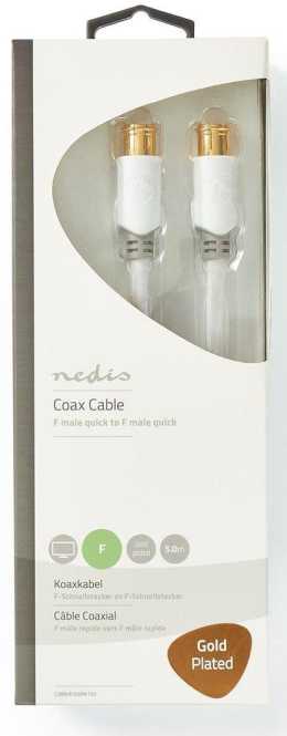 Satelliten- und Antennenkabel F-Schnellstecker an F-Schnellstecker 5,0 m Weiß 