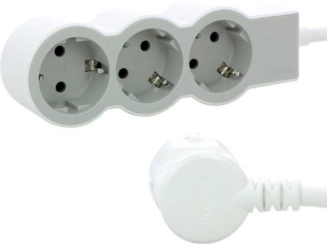 Flache Steckdosenleiste 3x Steckdose 1,5 Meter Kabel ultraweiß/grau 