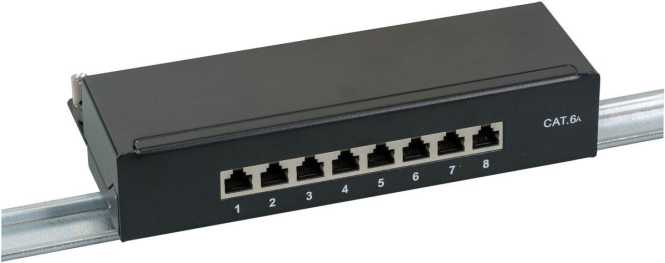 Mini-Patchpanel STP 8xRJ45 Kat.6A 10 1HE RAL7035 grau 