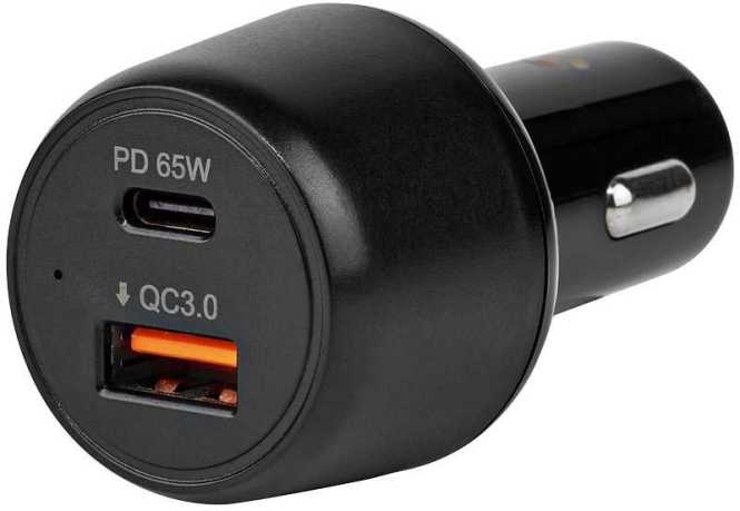 KFZ Ladegerät 2 Ausgänge 1xUSB A 1xUSB C 3,25A 65W automatische Spannungswahl 