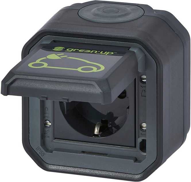 Plexo New Feuchtraum-AP Green'Up Schuko-Steckdose Steckklemmen IP44 Anthrazit 