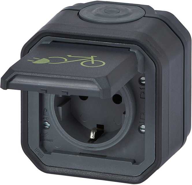 Flexo New Feuchtraum-AP Schuko-Steckdose Anthrazit 
