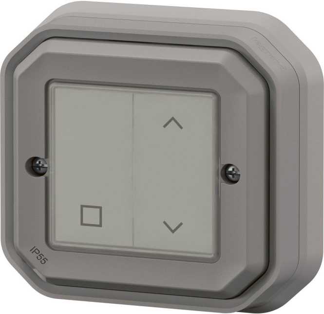 PlexoNew with Netatmo Feuchtraum Draht- und batterieloser Rollladenschalter Grau 