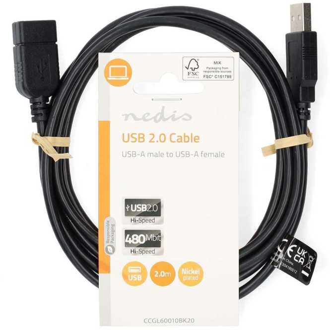 USB-A Verlängerungskabel rund 2m 