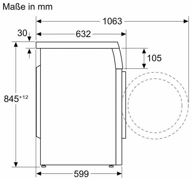 Waschmaschine iQ500 unterbaufähig 8 kg 1400 U/min weiß 
