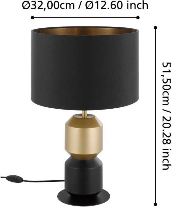 Tischleuchte 1xE27 schwarz/gold schwarz/messing LAURIGNANO 