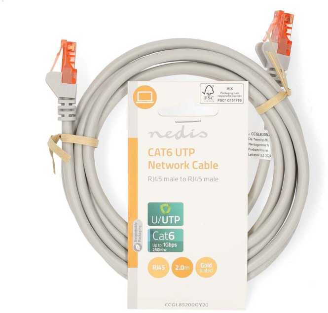 Netzwerkkabel CAT6 U/UTP 2m grau 