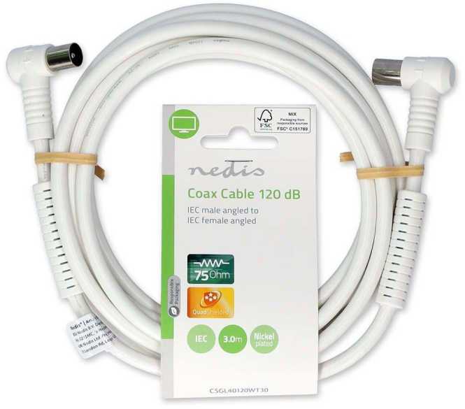 Koaxial Kabel 120 dm 4-fach geschirmt 3m weiß 