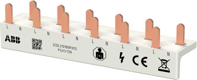 FlexLine Phasenschiene 1-phasig 6x1+N 10mm² 12 Pins 