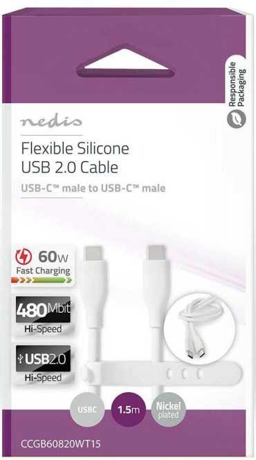 USB-C Kabel 60 W 480 Mbps 1,5 m weiß 