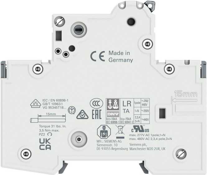 LS-Schutzschalter 3-polig 10kA /20kA C-Char 16A 3TE 