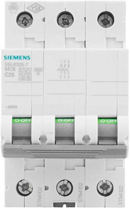 LS-Schutzschalter 3-polig 6kA /6kA C-Char 25A 3TE 