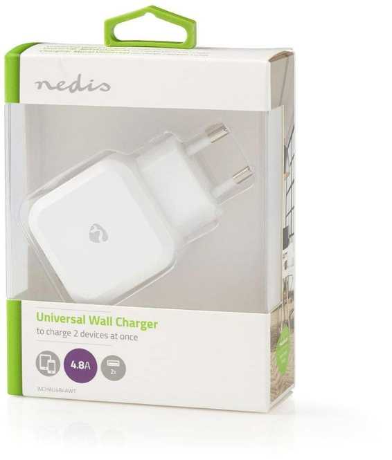 Netzladegerät mit 2 USB-A-Ausgänge WCHAU484AWT weiß 
