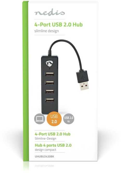 USB-Hub 4-Port USB 2.0 Schwarz 