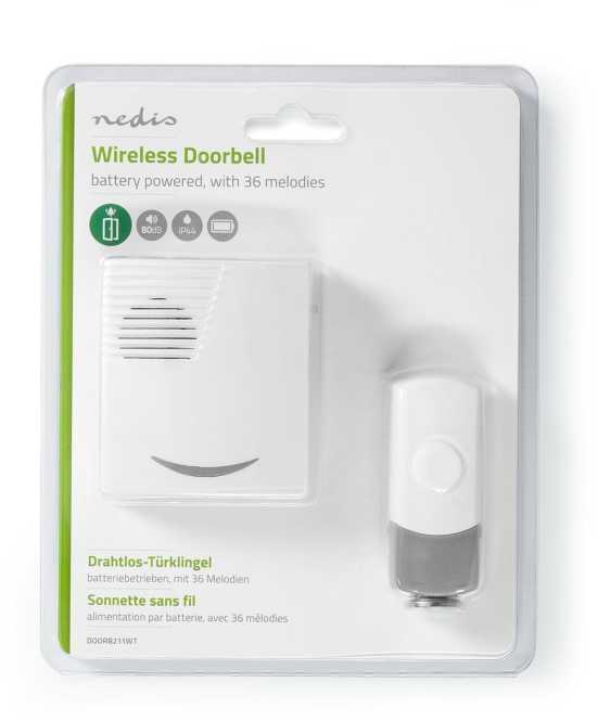 Drahtloses Türlingel Set DOORB211WT 36 Melodien IP44 Reichweite 300m 80 dB 