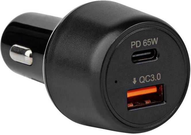 KFZ Ladegerät 2 Ausgänge 1xUSB A 1xUSB C 3,25A 65W automatische Spannungswahl 