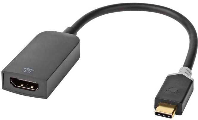 USB-C Adapter HDMI Buchse 4K@60Hz 0,2 m rund vergoldet anthrazit 