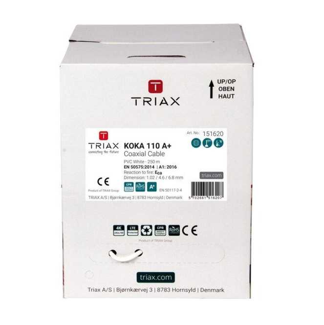 Koaxialkabel 110 A+ PVC weiß 250m Pullbox 