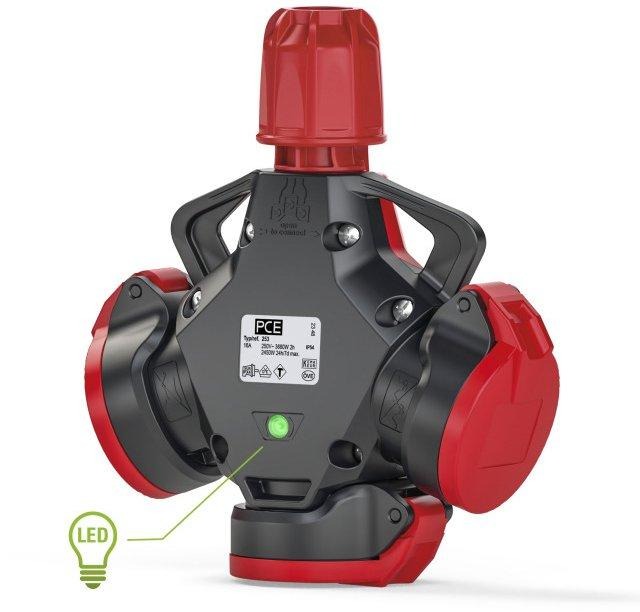 3-Wegekupplung TopTaurus2 Vollgummi mit Klappdeckel nat LED IP54 rot 