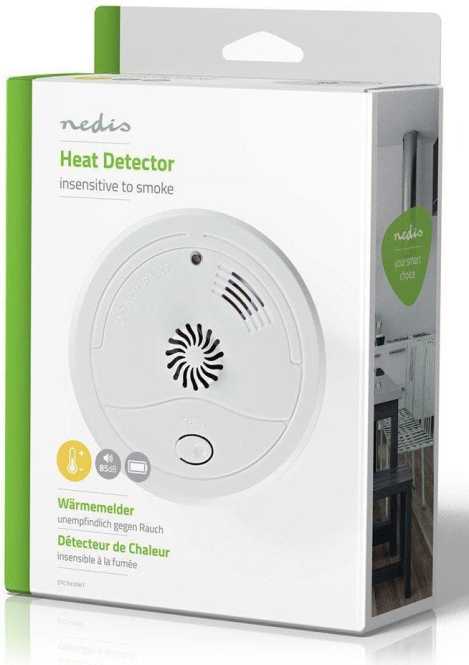 Wärmemelder Batteriebetrieben 85 dB mit Testtaste weiß 