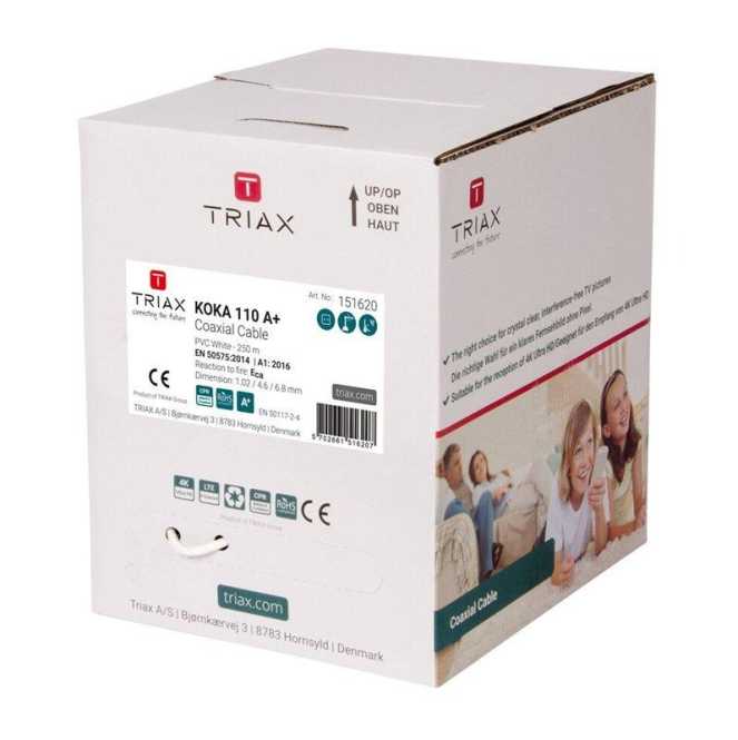 Koaxialkabel 110 A+ PVC weiß 250m Pullbox 