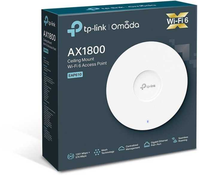 AP Wi-Fi 6 1x GB Indoor 2.4Ghz:574Mbps/ 5Ghz:1201Mbps 