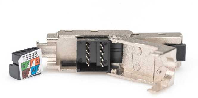 RJ45 Stecker STP Kat.6A feldkonfektionierbar abwinkelbar 