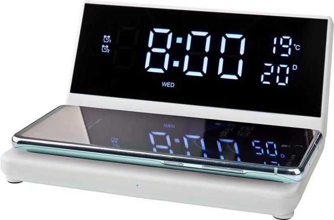 Wecker mit kabellosem Ladegerät für Smartphone WCACQ20WT 