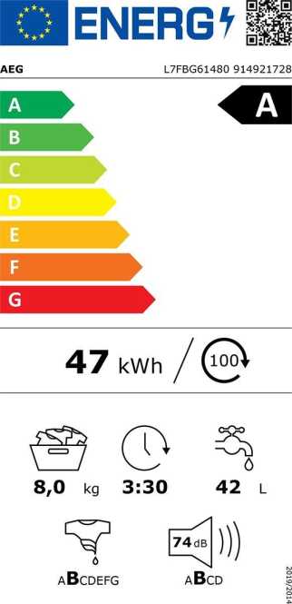 Waschmaschine Serie 7000 ProSteam L7FBG61480 8KG 1400 U/min 