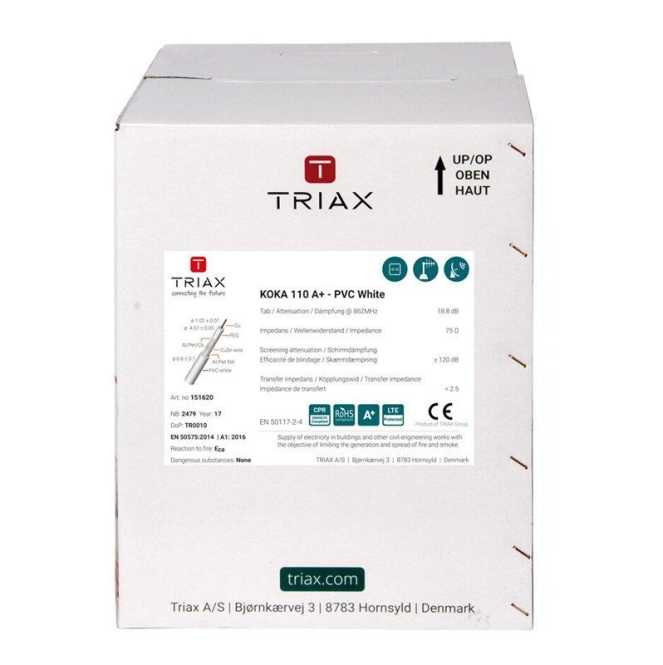 Koaxialkabel 110 A+ PVC weiß 250m Pullbox 