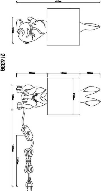 Tischleuchte 1xE27 25W +Wippschalter Rabbit Gold/schwarz 